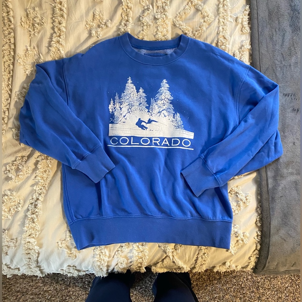 Classic American Eagle Colorado Ski Crewneck Blue